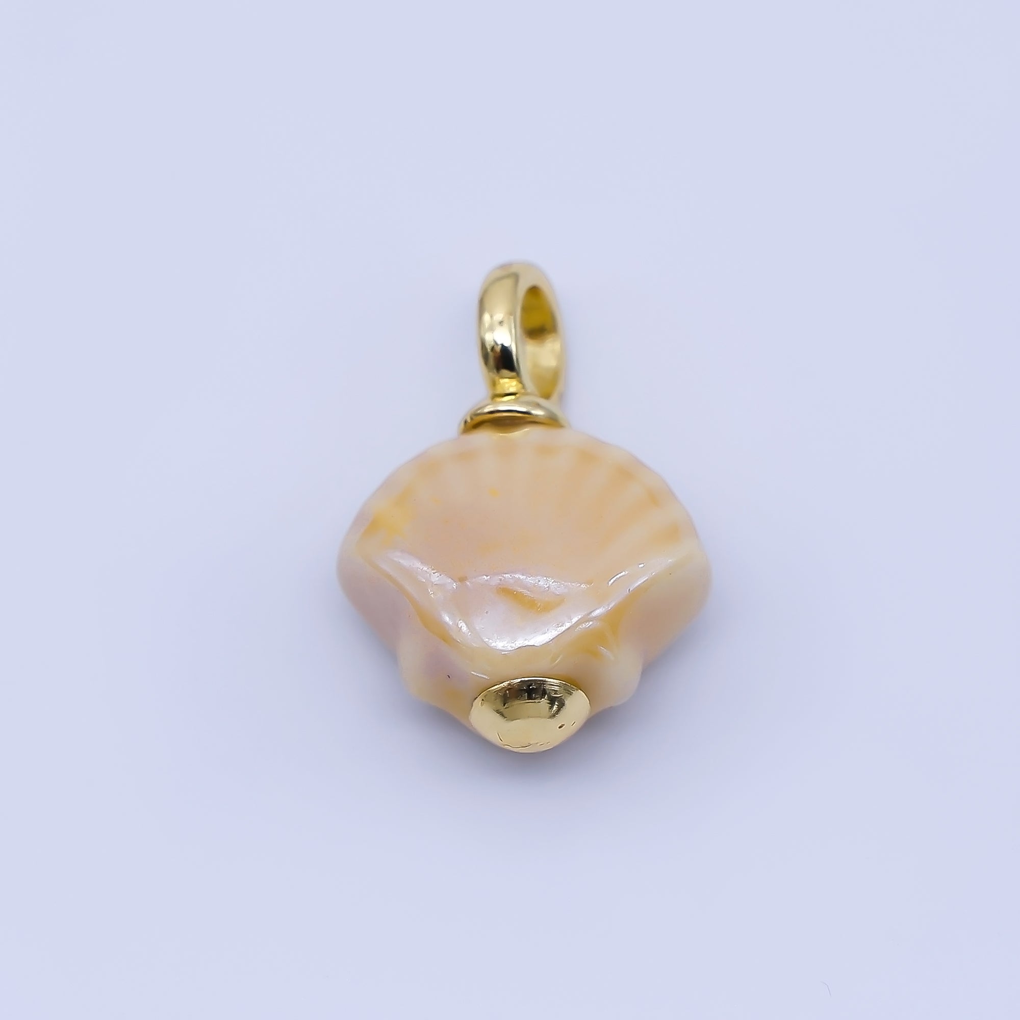 24K Gold Filled 12mm Handmade Ceramic Clam Seashell Charm | AF1577 - 1582