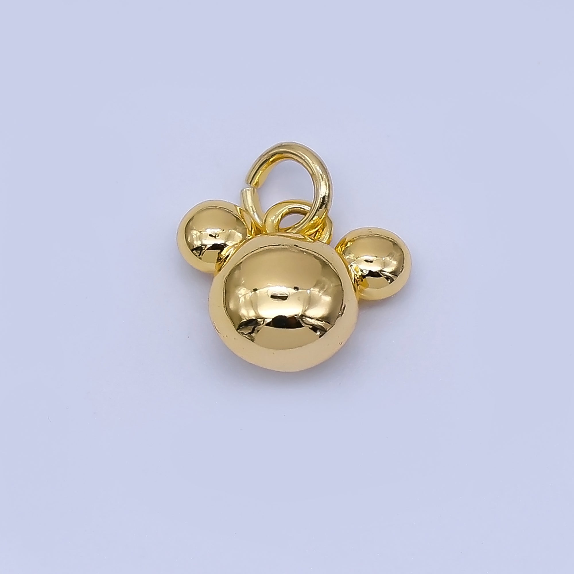 24K Gold Filled 7mm Chubby Mouse Ears Animal Charm in Gold & Silver | AF1583