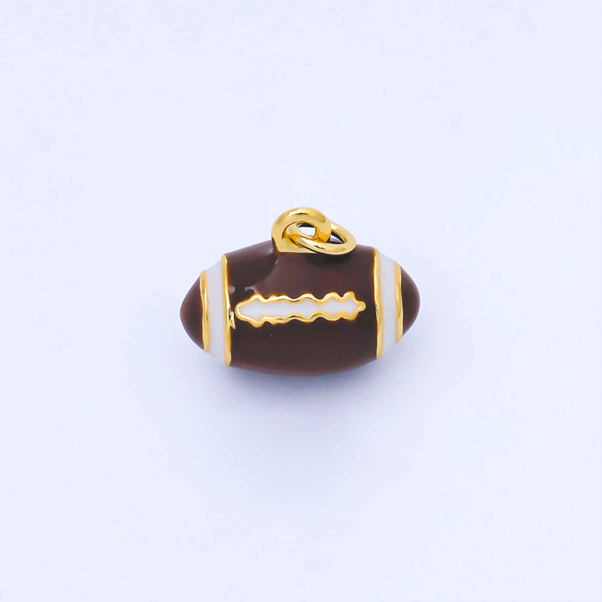 18K Gold Filled 16.5mm Brown Enamel Football Sports 3D Multidimensional Charm | AF1584