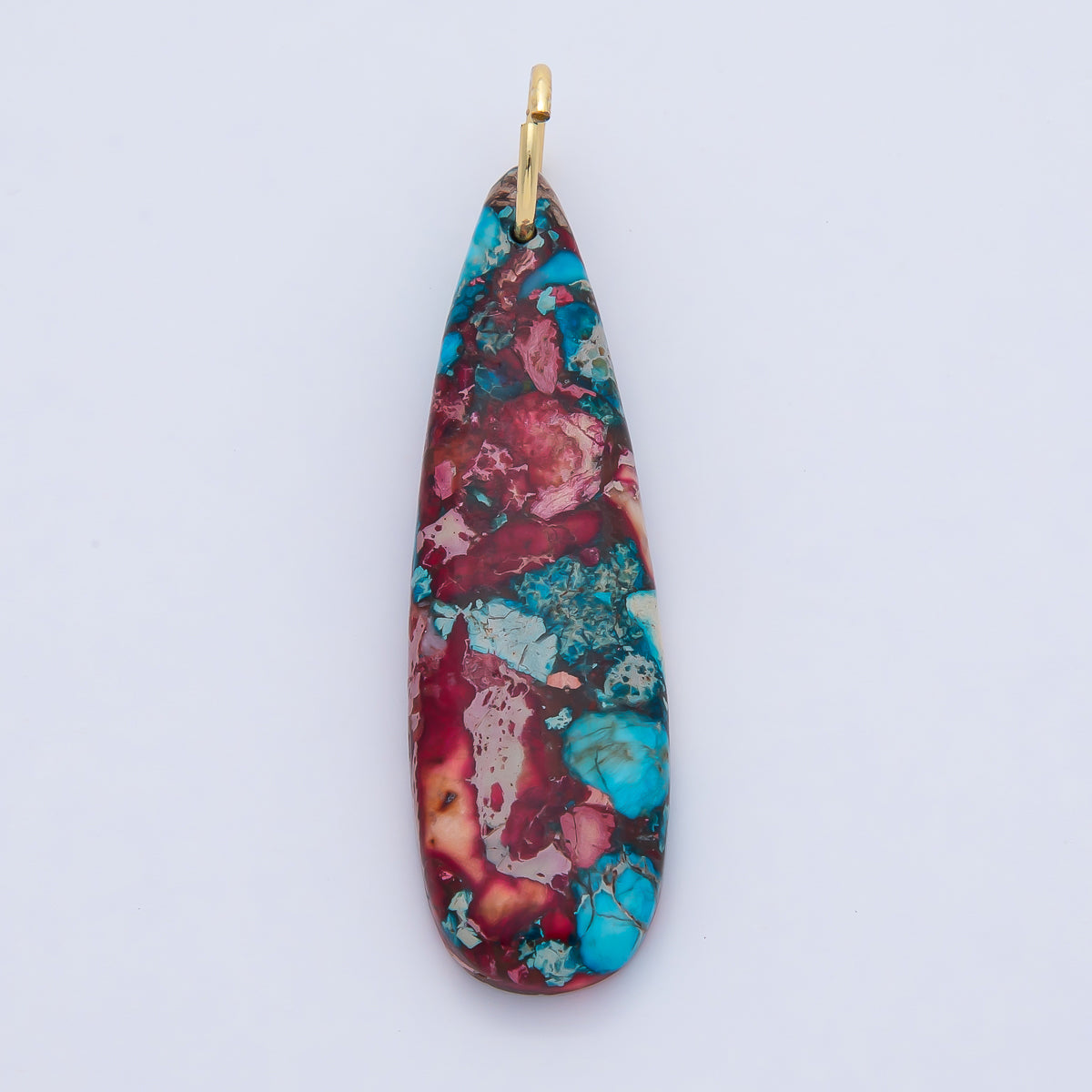 18K Gold Filled Lagoon Jasper, Charoite Teardrop Gemstone Charm | AF1592