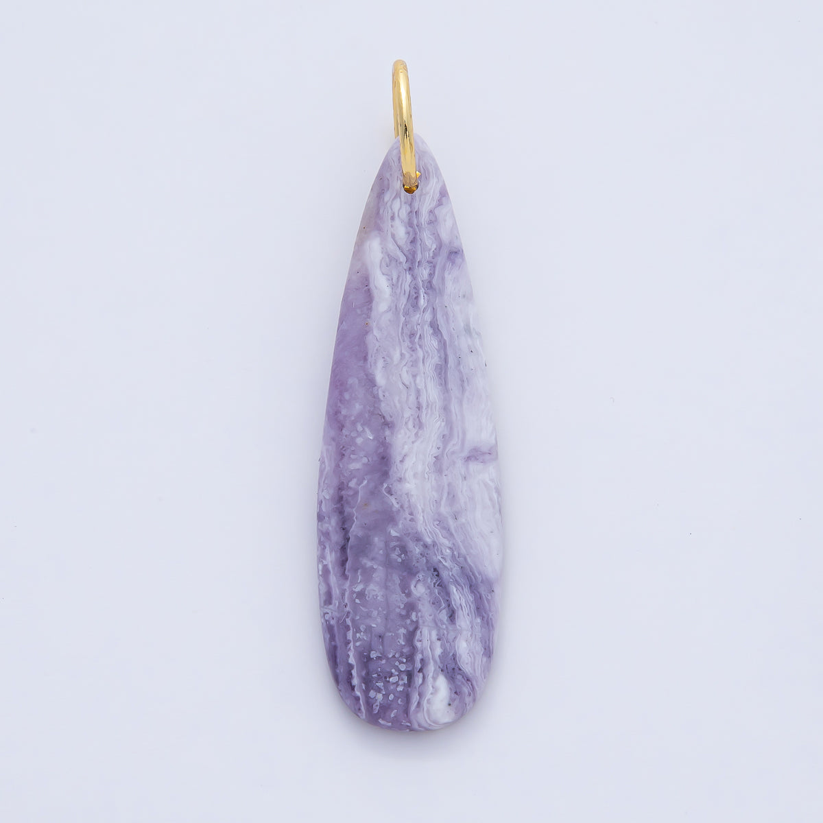 18K Gold Filled Lagoon Jasper, Charoite Teardrop Gemstone Charm | AF1592