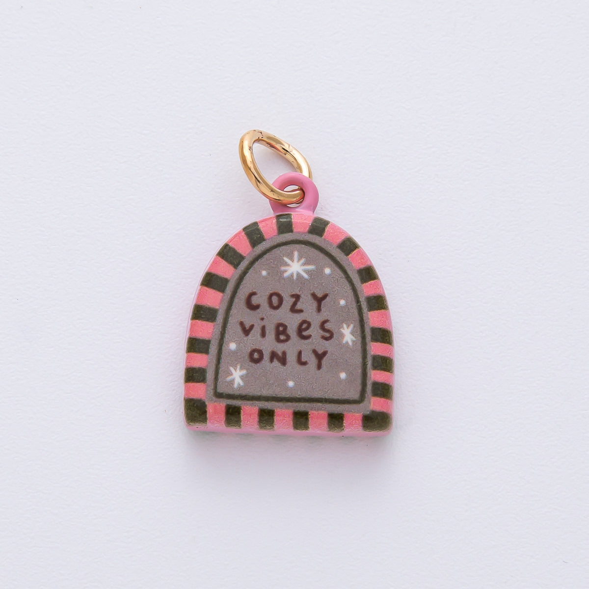 18K Gold Filled 18.8mm "Cozy Vibes Only" Double Sided Enamel Charm | AF1619