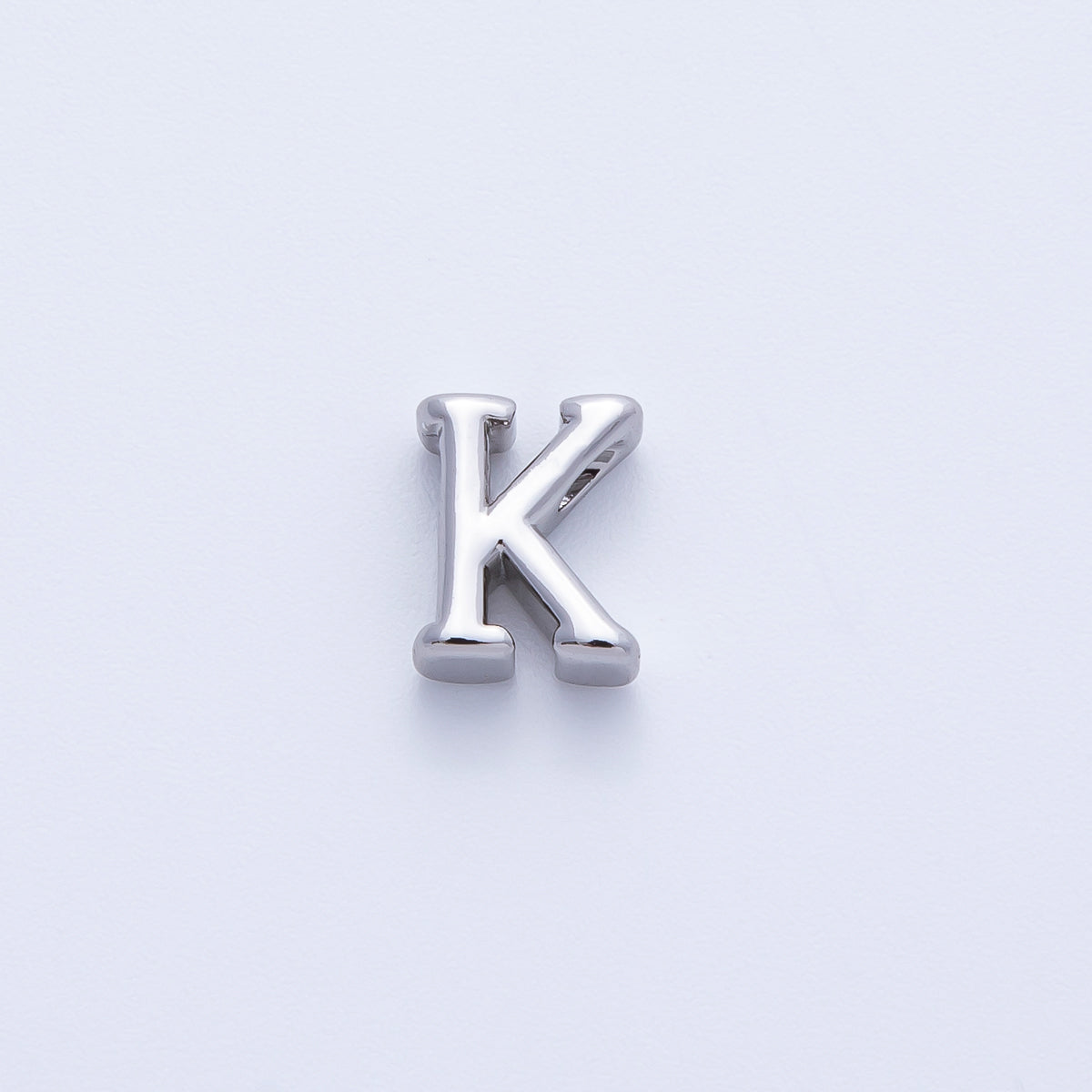 Rhodium Plated 8.5mm Minimalist Greek Initial Alphabet Letter Personalized Bead | AF248 - AF259