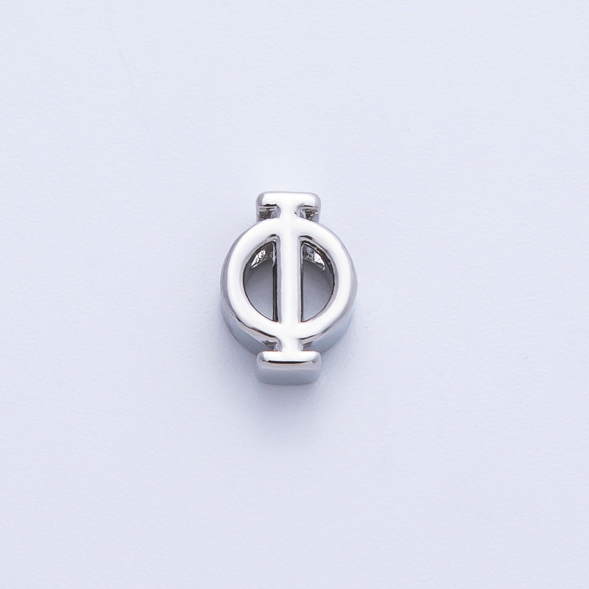 Rhodium Plated 8.5mm Minimalist Greek Initial Alphabet Letter Personalized Bead | AF248 - AF259