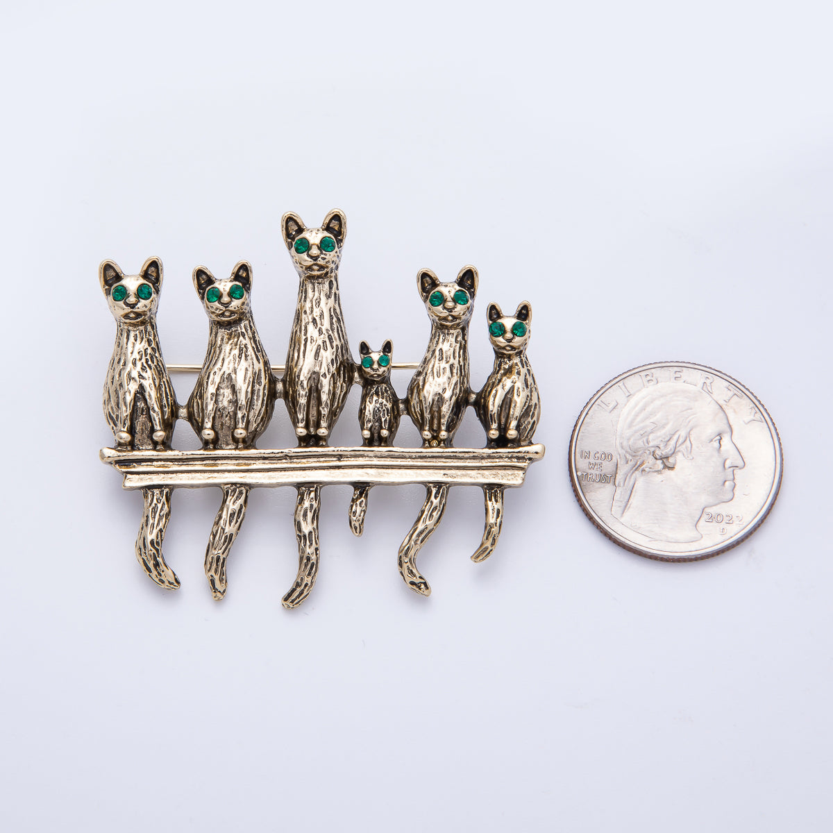 Vintage Gold 45.5mm Cat Kitten Pet Animal Pin Brooch | BH-063