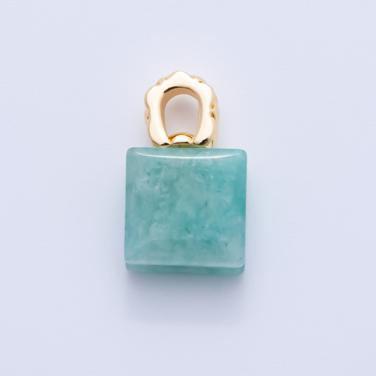 18K Gold Filled Natural Gemstone Square Quilted Drop Charm | AH819 - AH824