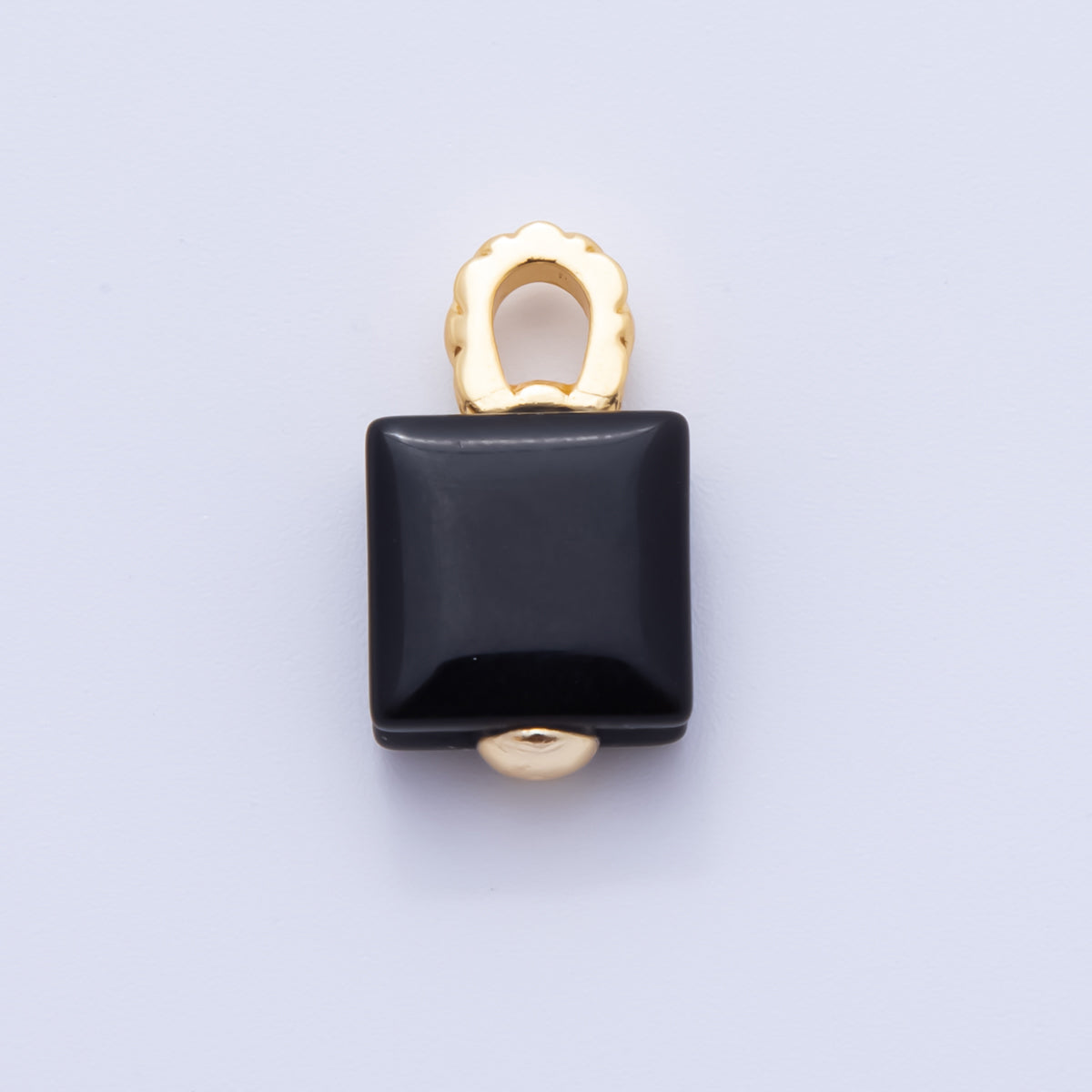 18K Gold Filled Natural Gemstone Square Quilted Drop Charm | AH819 - AH824