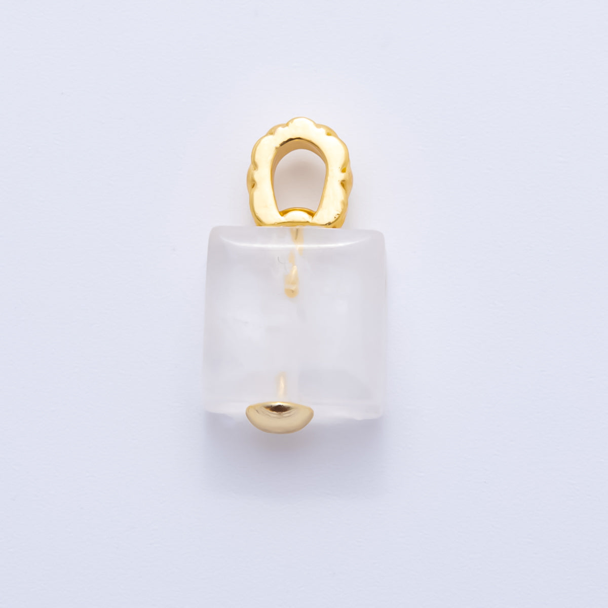 18K Gold Filled Natural Gemstone Square Quilted Drop Charm | AH819 - AH824