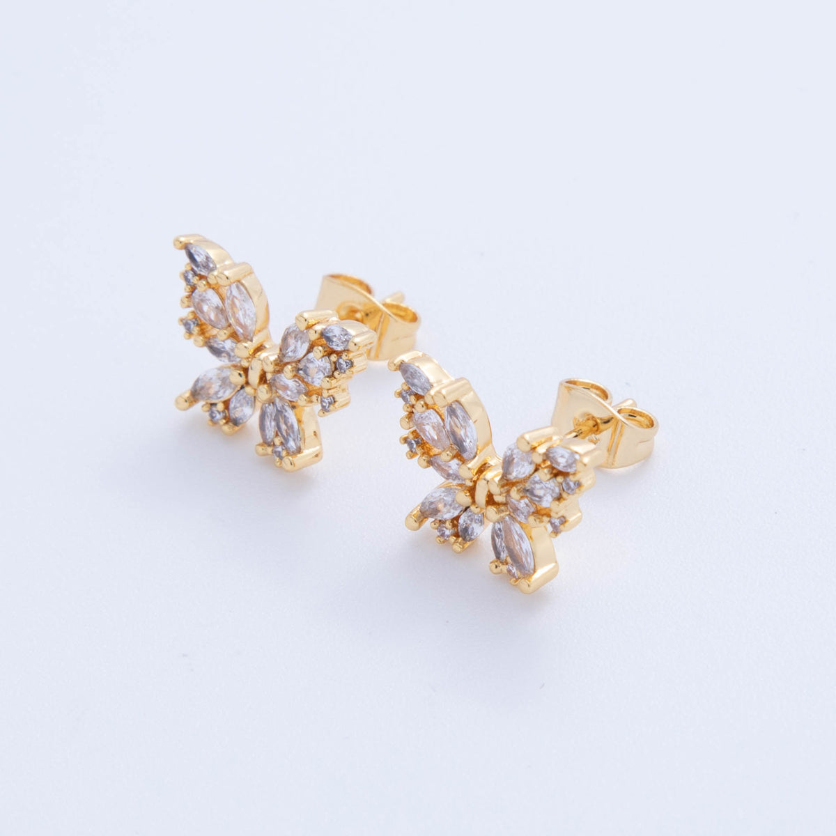 西城秀樹 Golden Earrings 18K Gold Filled Micro Paved CZ Curb Chain Stud Earrings