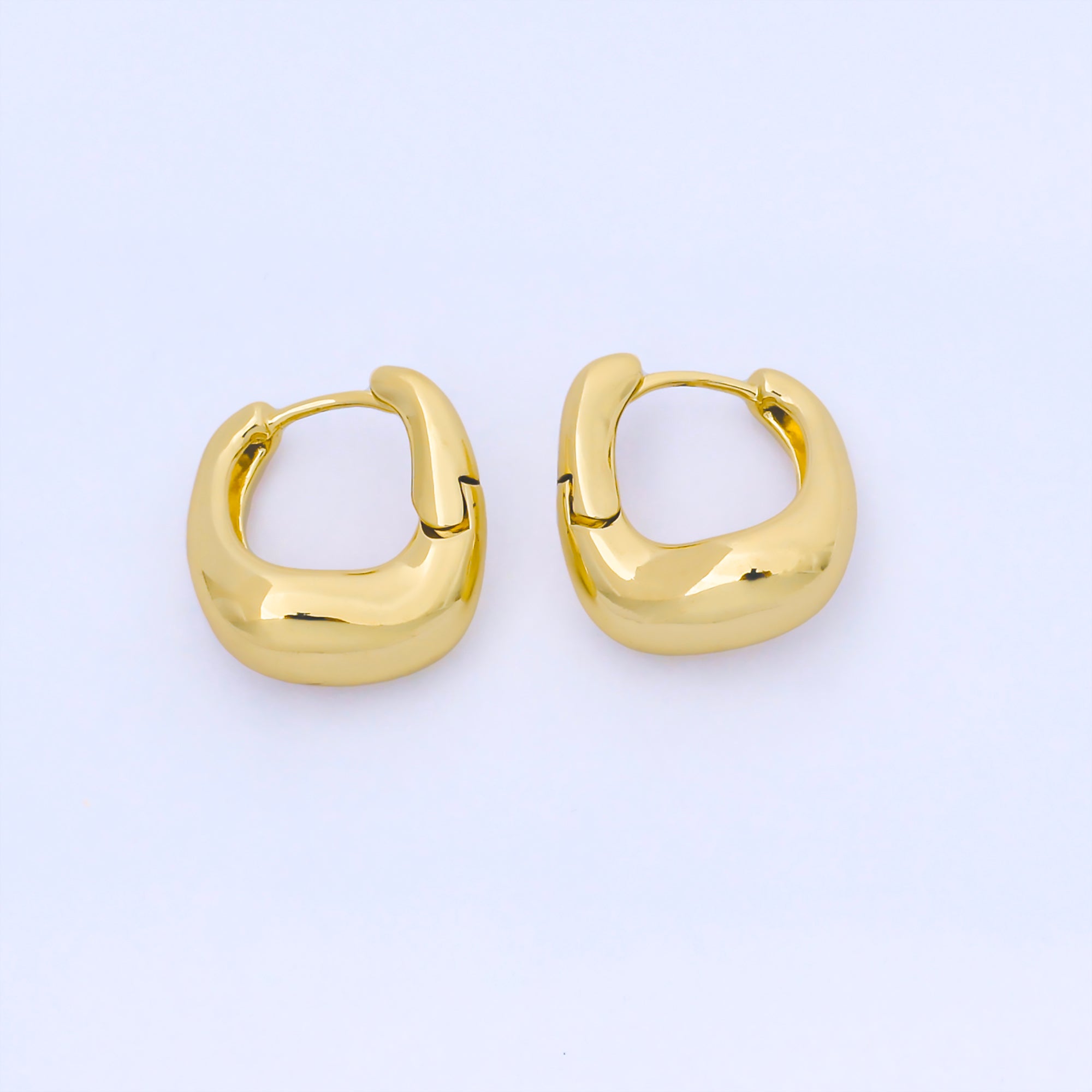 24K Gold Filled Molten Gold Modern Bold Hinged Huggie Hoops Earrings | AJ-063