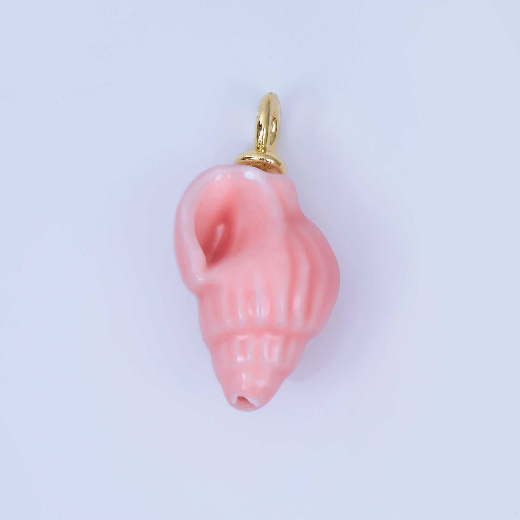 24K Gold Filled 12mm Handmade Ceramic Trumpet Seashell Charm | AF1571 - AF1576