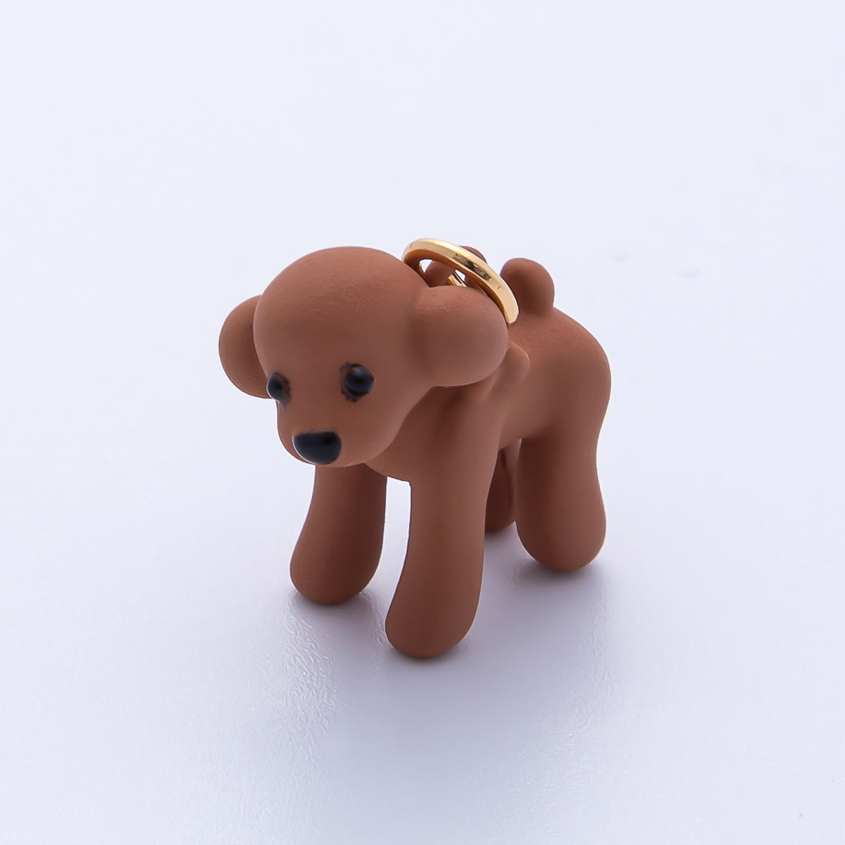 18K Gold Filled 17mm Brown Cute Puppy Animal Polymer Clay Charm Pendant | AK208