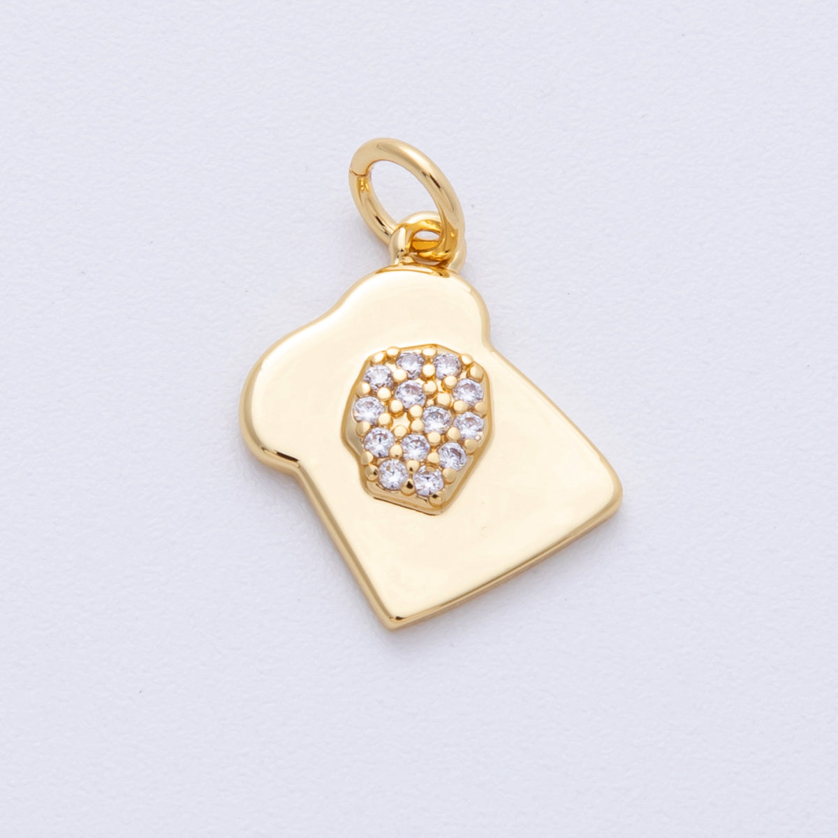 18K Gold Filled 13mm Micro Paved CZ Toast Bread Charm | AK210