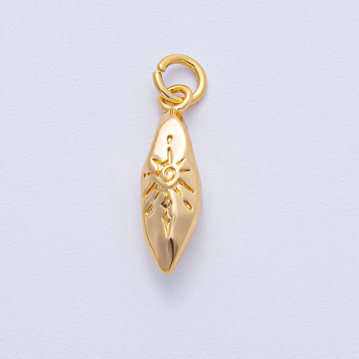 18K Gold Filled 19mm Celestial Sun Engraved Molten Geometric Charm | AK009