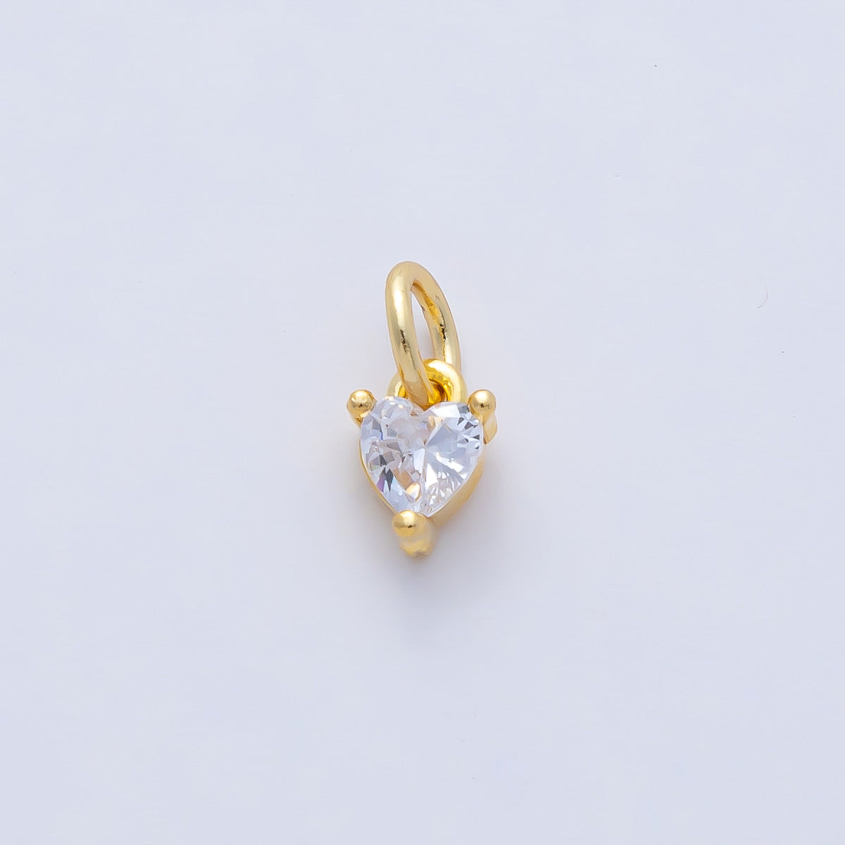 18K Gold Filled 6.5mm Clear CZ Heart Mini Charm | AK024