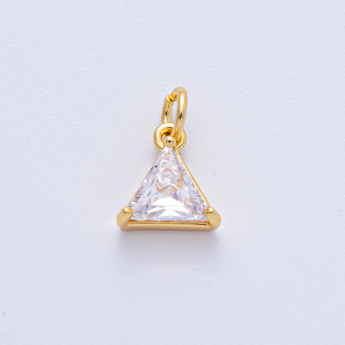 18K Gold Filled 10mm Clear CZ Triangle Mini Charm | AK028