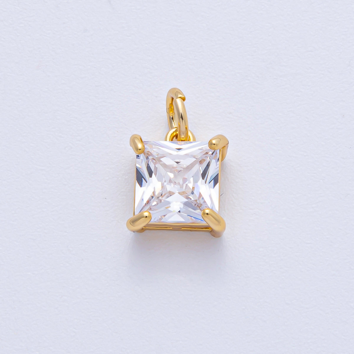 18K Gold Filled 9.7mm Clear CZ Square Baguette Mini Charm | AK033