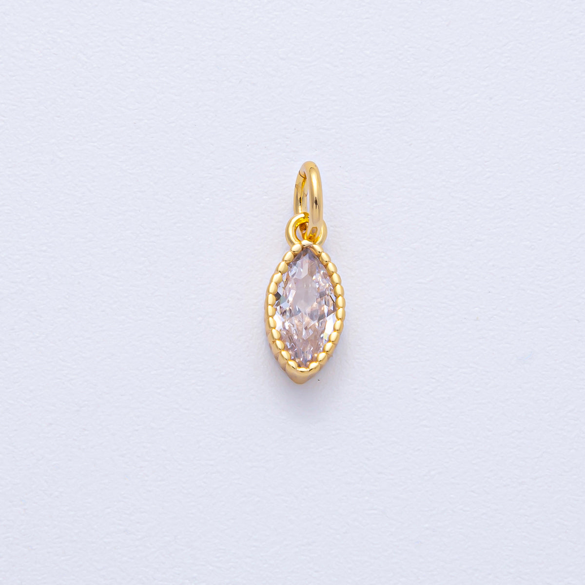 18K Gold Filled 11mm Clear CZ Marquise Mini Charm | AK034