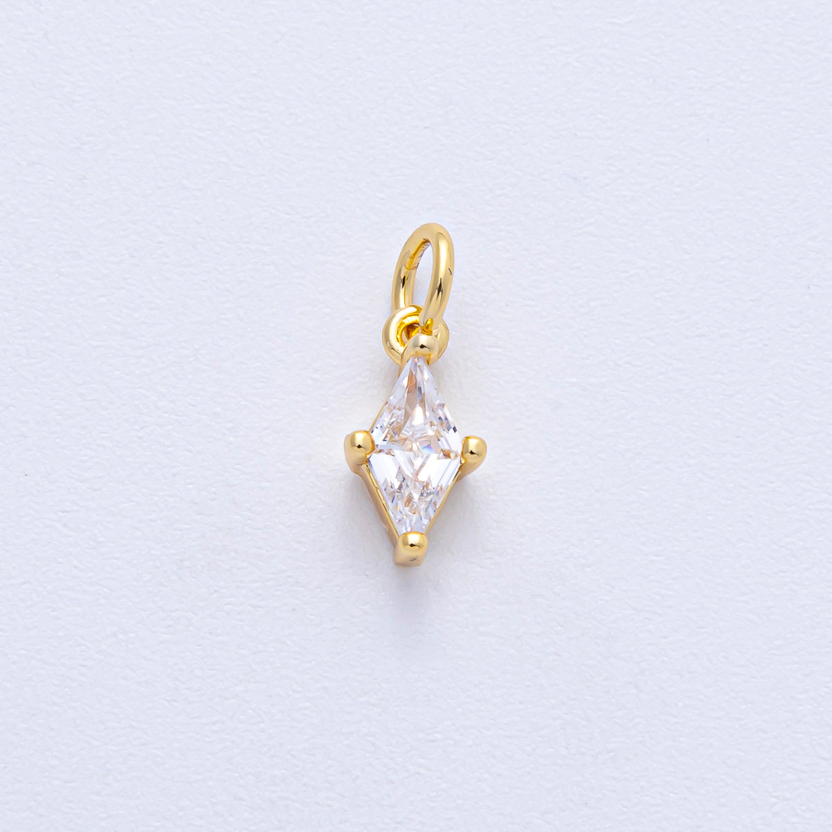 18K Gold Filled 11.5mm Clear CZ Navette Mini Charm | AK042