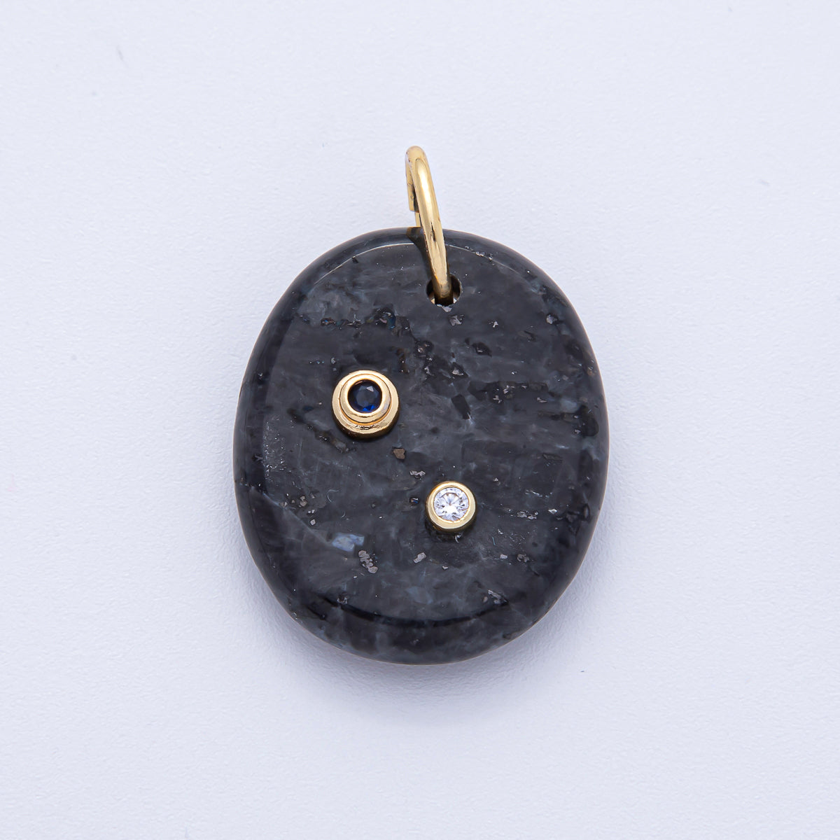 18K Gold Filled 30mm Multicolor CZ Embedded Gemstone Oval Charm | AK060 - AK062