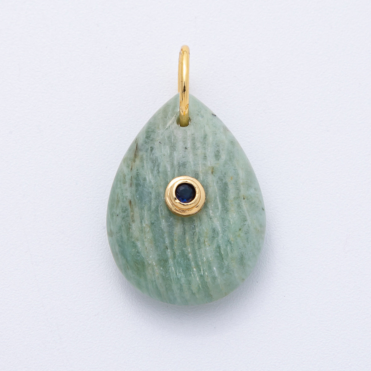 18K Gold Filled 25mm CZ Embedded Natural Gemstone Teardrop Charm | AK109 - AK112