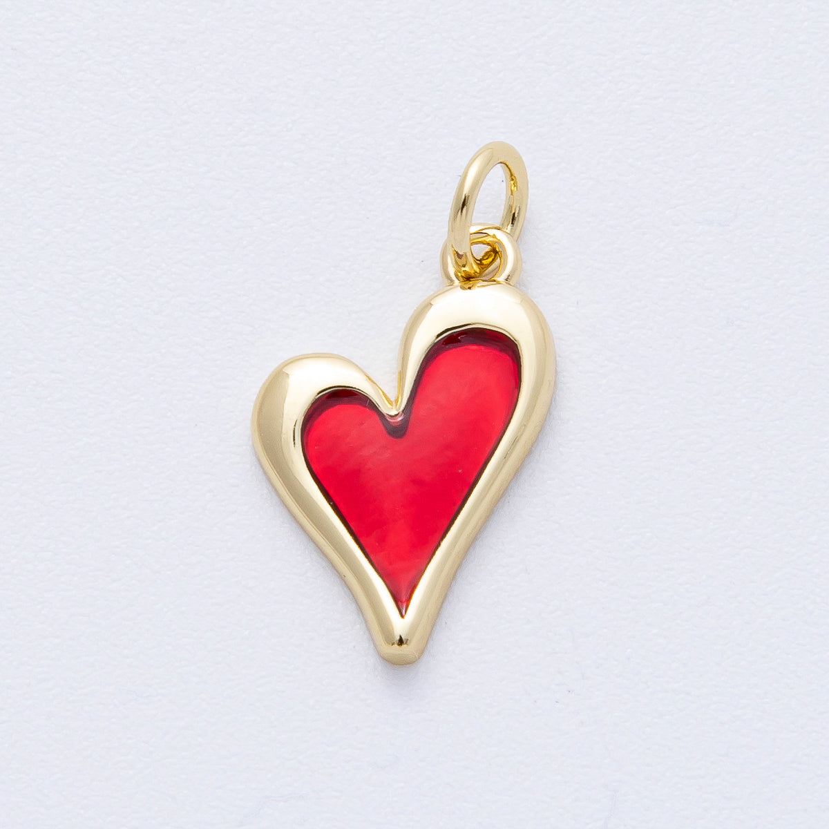 18K Gold Filled 15.8mm Red Bezel Heart Charm | AK117