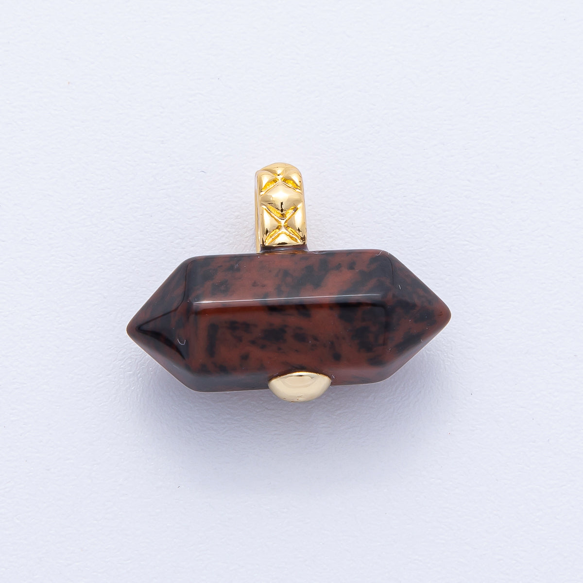 18K Gold Filled 21.3mm Natural Gemstone Point Croissant Pendant | AK129 - AK132