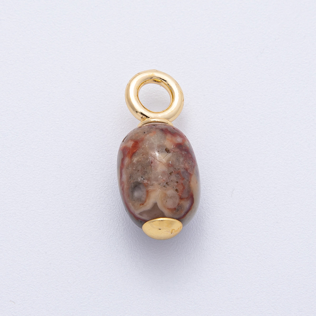 18K Gold Filled 23.5mm Natural Gemstone Tube Drop Charm | AK140 - AK142