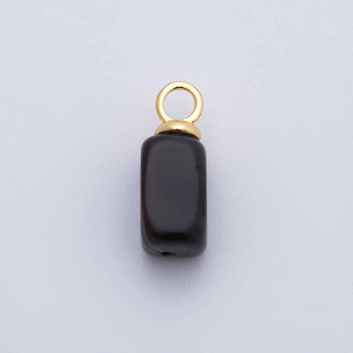 18K Gold Filled 20mm Black Onyx Gemstone Tube Drop Charm | AK144