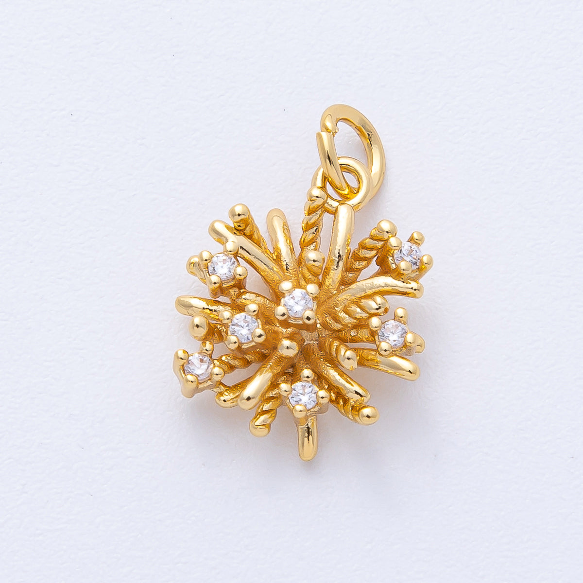 18K Gold Filled 15mm Micro Paved CZ Geometric Flower Charm | AK178
