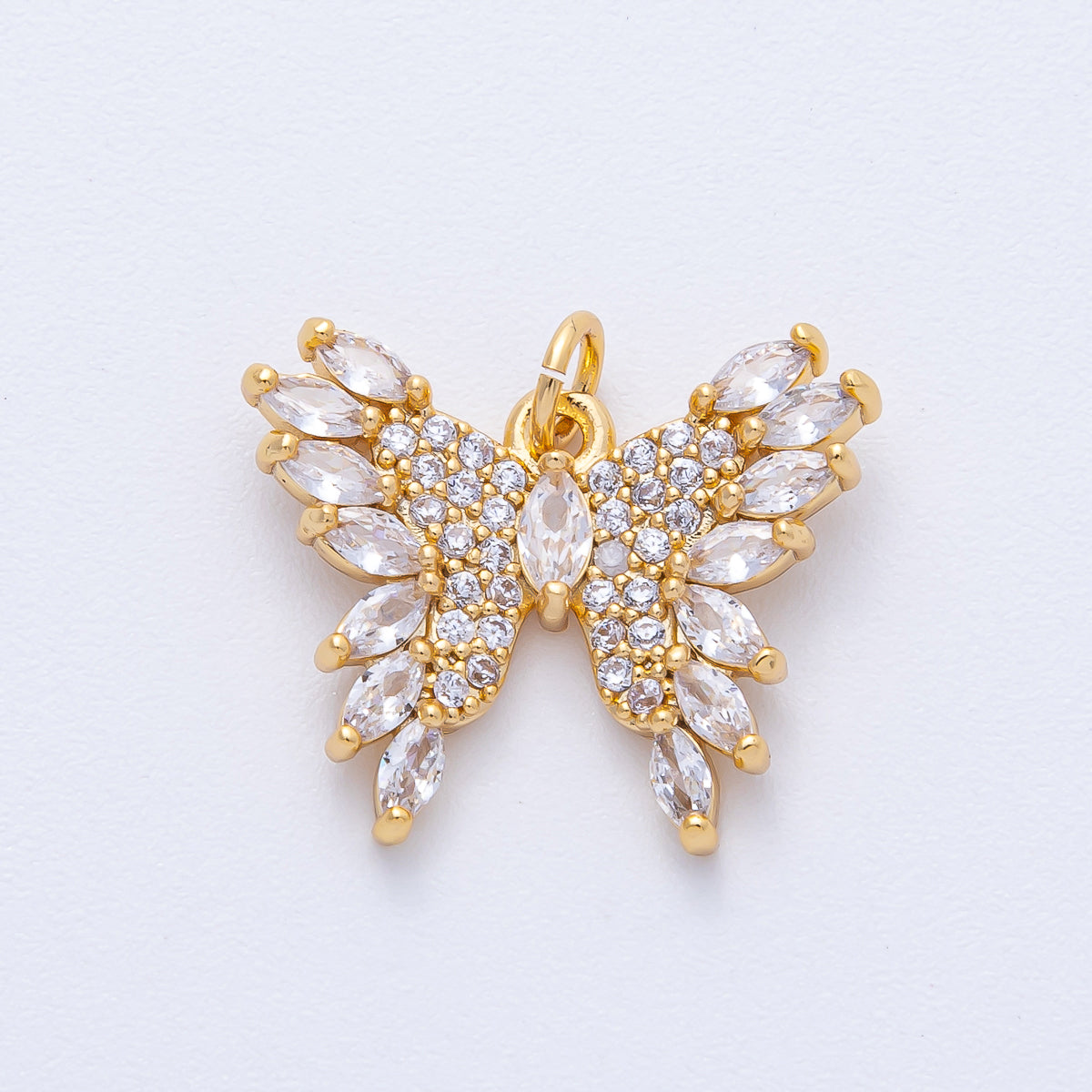 18K Gold Filled 21mm Marquise Micro Paved CZ Butterfly Mariposa Animal Charm | AK182