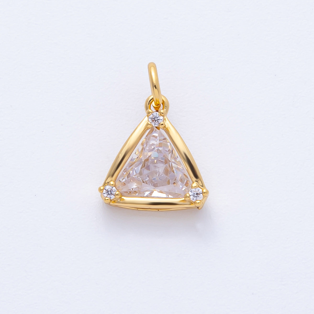 18K Gold Filled 12mm Clear CZ Triangle Mini Solitaire Charm | AK191