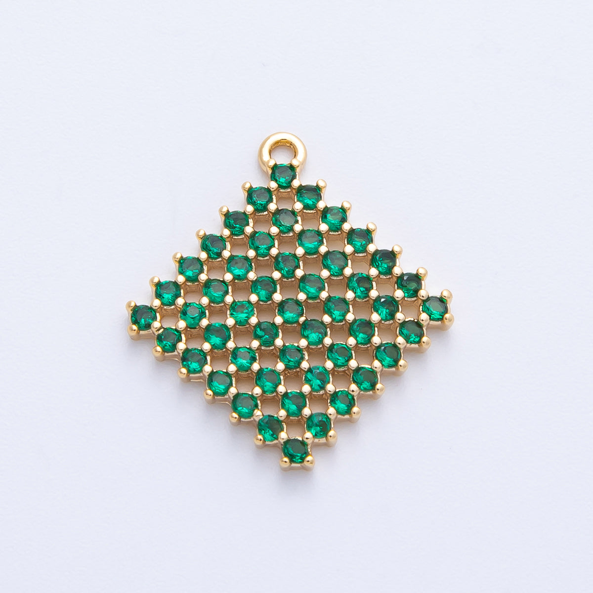14K Gold Filled 20mm Colorful Micro Paved CZ Rhombus Geometric Charm | AK211-AK213