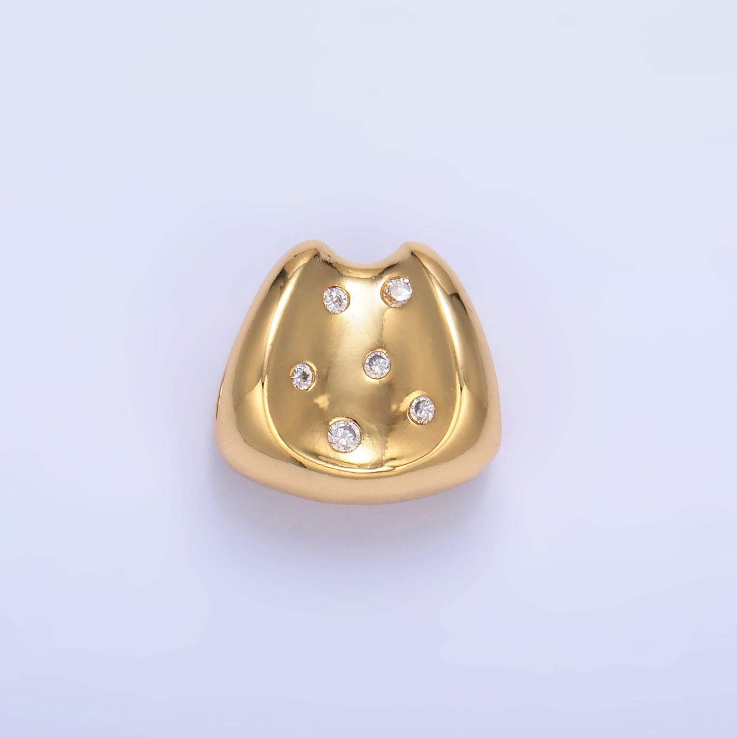 24K Gold Filled 13.5mm CZ Dotted Geometric Edged Bead in Gold & Silver | B289