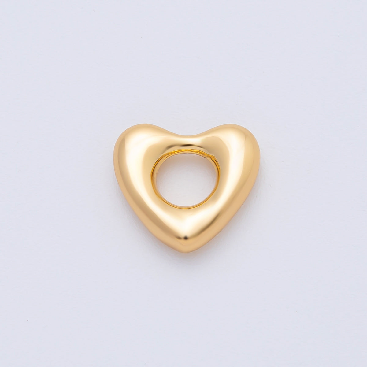 18K Gold Filled 12mm Minimalist Molten Heart Spacer Bead | B404