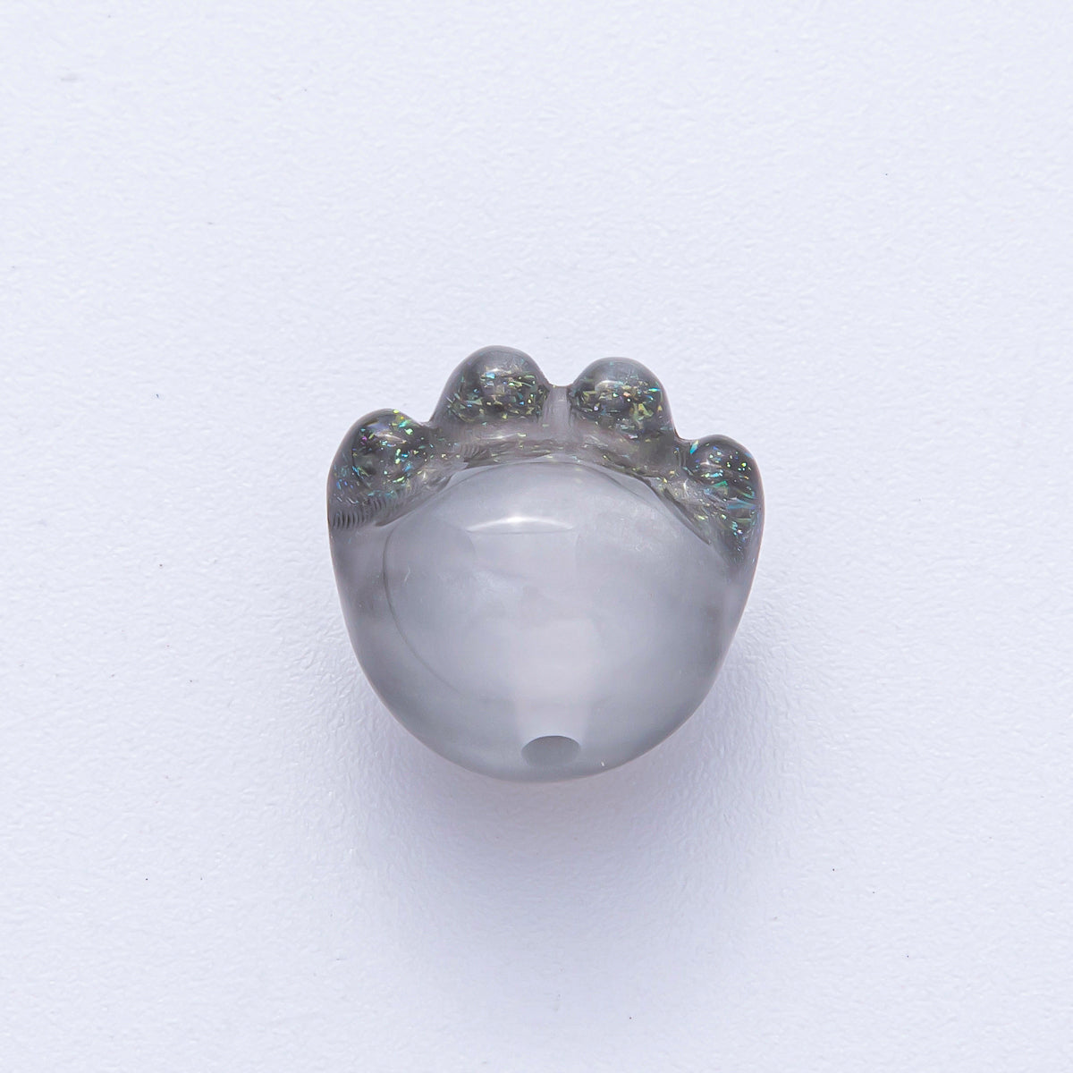 15mm Grey, Red, Blue, Green, Pink, White, Purple Glitter Resin Paw Print Pet Animal Bead | B653 - B657