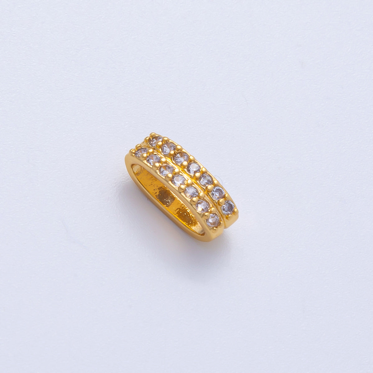 18K Gold Filled 10mm Double Micro Paved CZ Rondelle Bead | B698