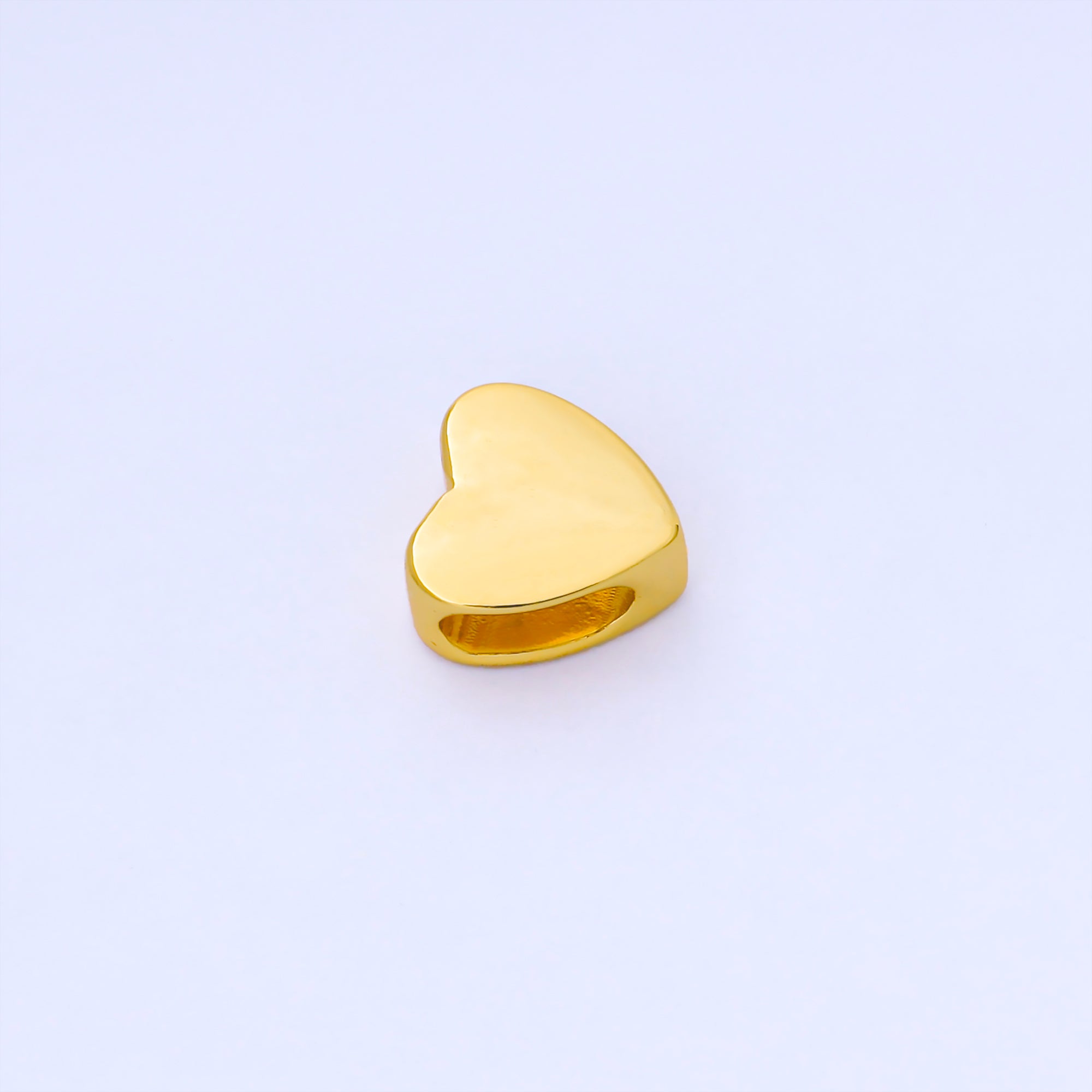 24K Gold Filled 12mm Personalized Cord Chubby Heart Bead Spacer | b851