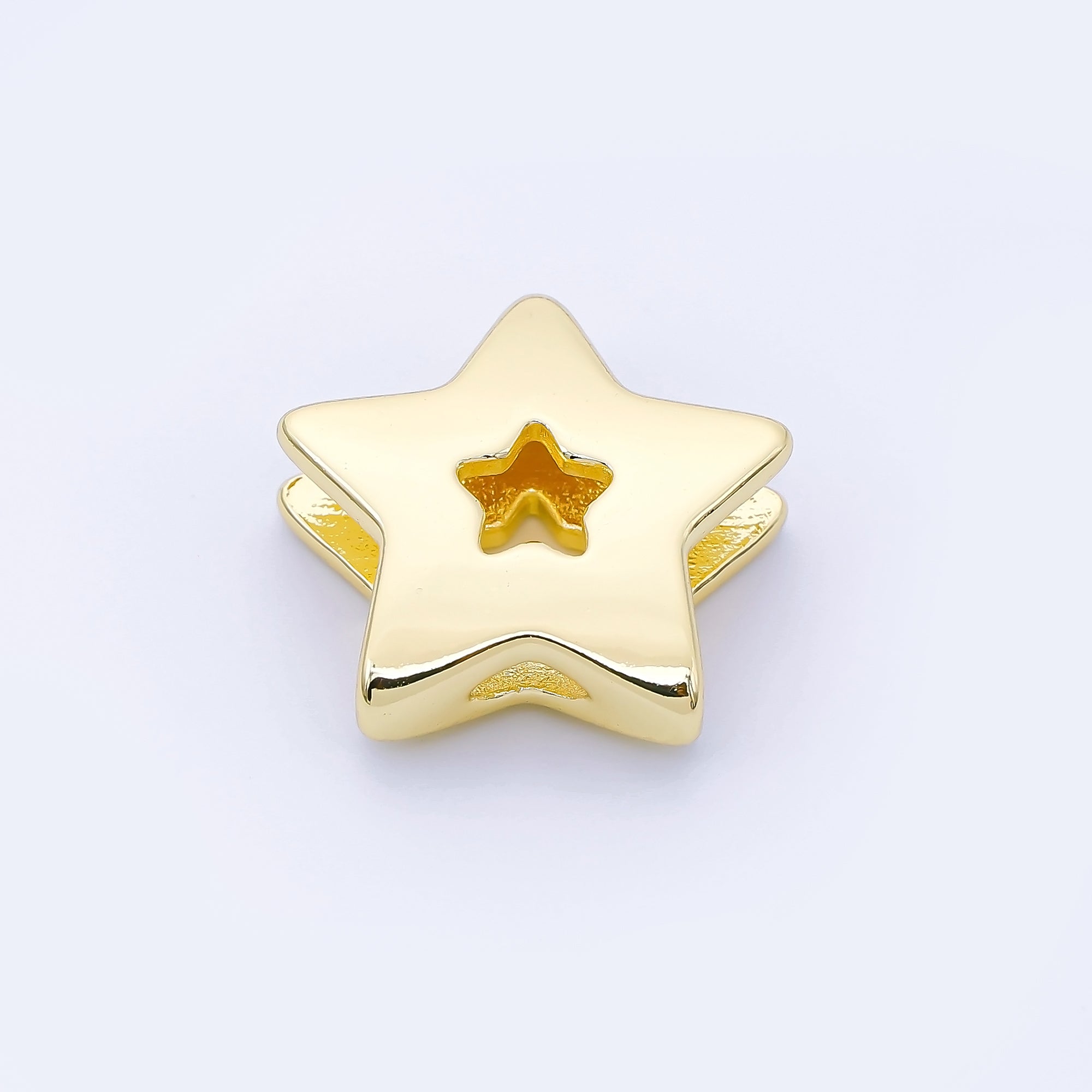 24K Gold Filled 21mm Minimalist Open Celestial Star Bead in Gold & Silver | B854