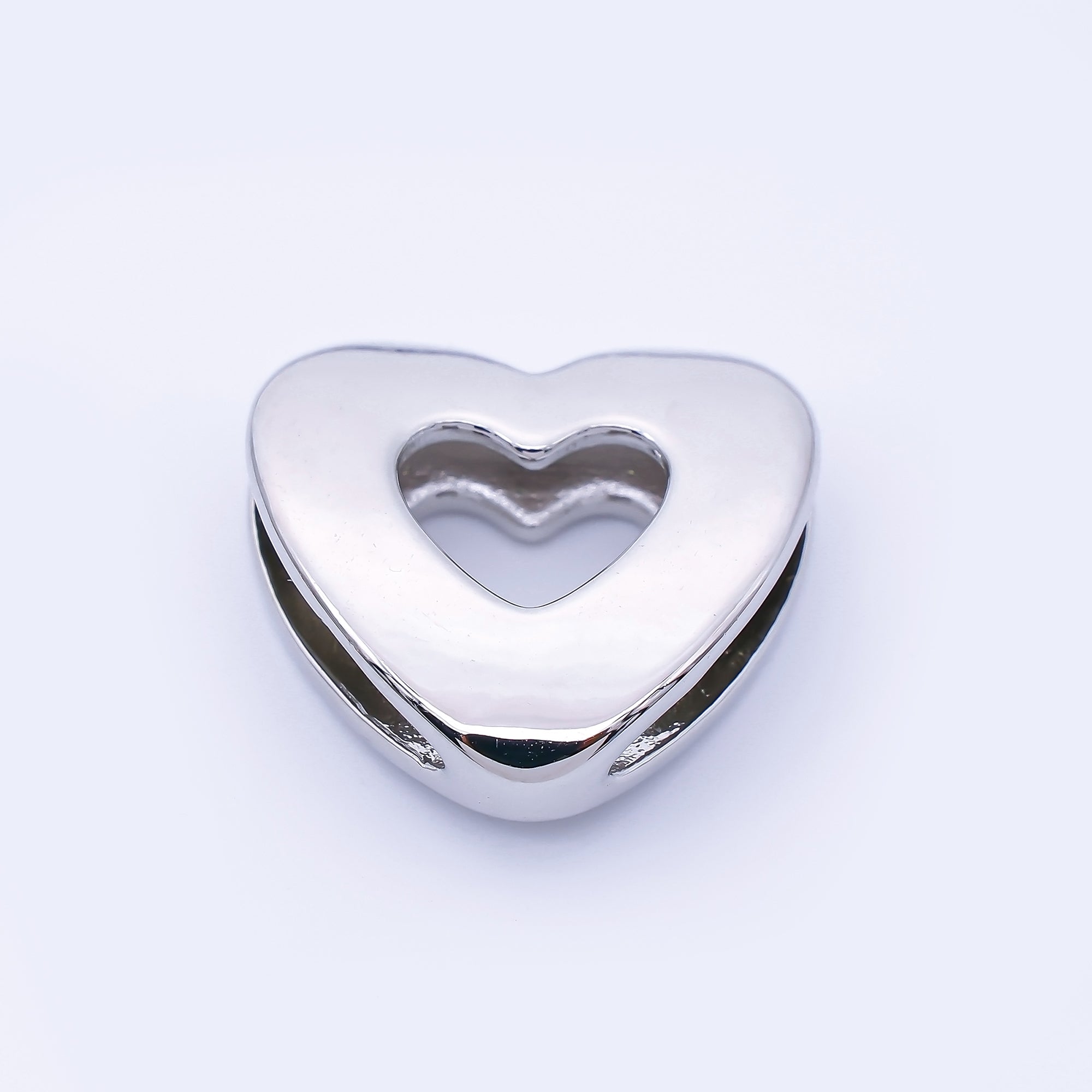 24K Gold Filled 20mm Cord Chubby Open Heart Bead in Gold & Silver | B862