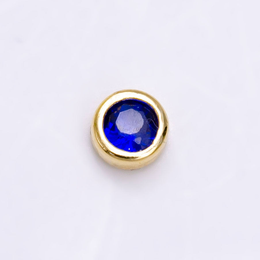 Gold Filled Personalized Locket Bead: 4mm Birthstone Bezel CZ | B-925 B-927- B-935 Z-483 - DLUXCA