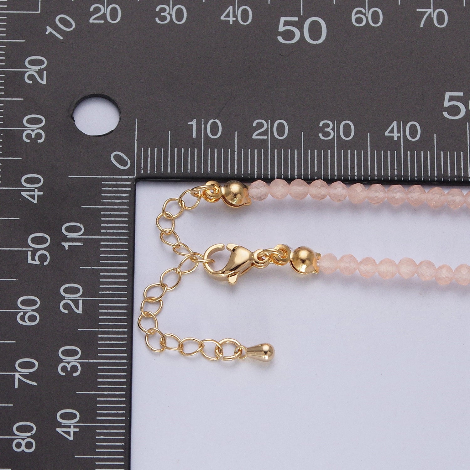 24K Gold Filled 3mm Round Gemstone 15 Inch Necklace | WA-3074