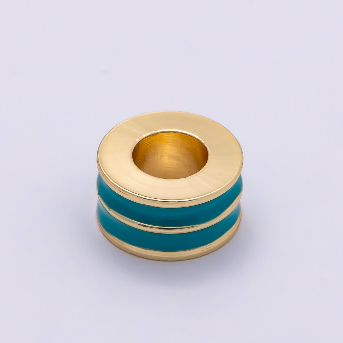 16K Gold Filled 10mm Enamel Double Lined Rondelle Spacer Beads | Beads-00327 ~ Beads-00338
