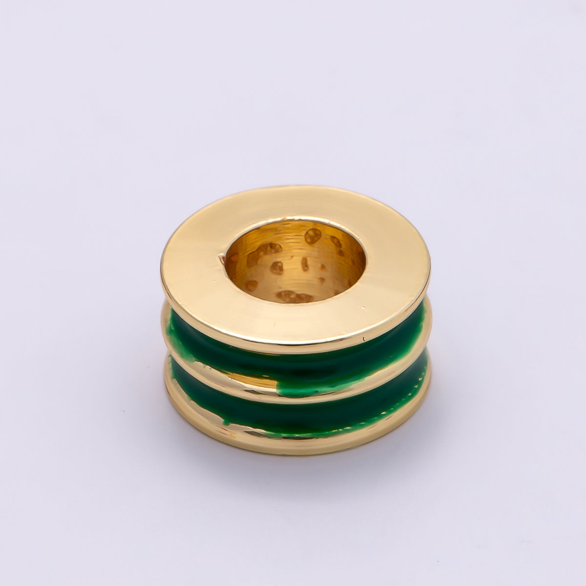 16K Gold Filled 10mm Enamel Double Lined Rondelle Spacer Beads | Beads-00327 ~ Beads-00338