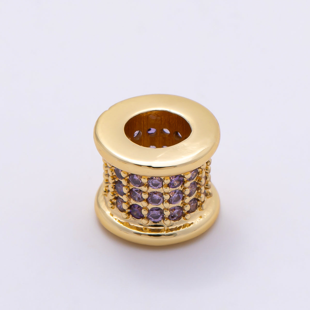 16K Gold Filled 7.5mm Birthstone Micro Paved CZ Wide Spacer Beads | Beads-00351 ~ Beads-00362
