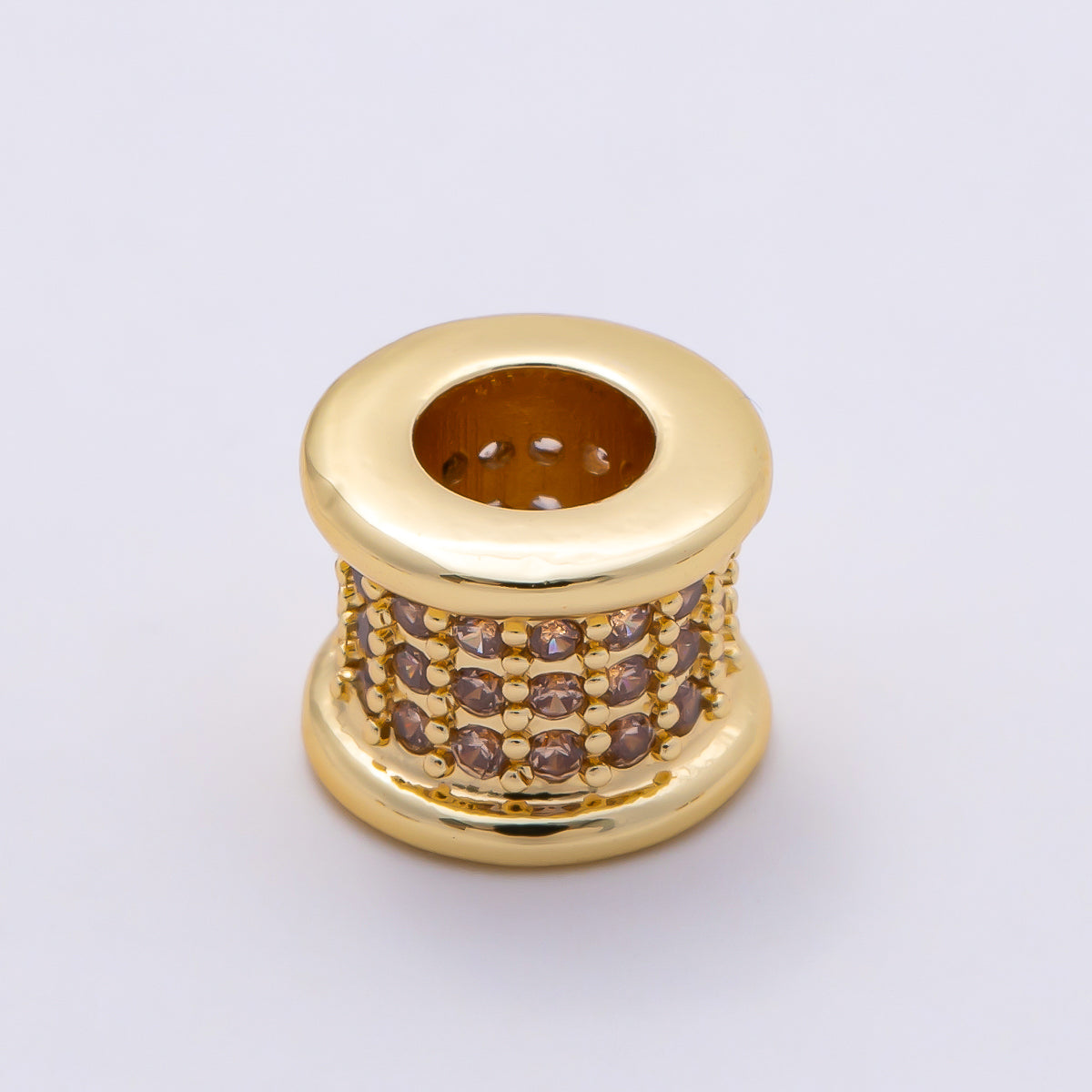 16K Gold Filled 7.5mm Birthstone Micro Paved CZ Wide Spacer Beads | Beads-00351 ~ Beads-00362