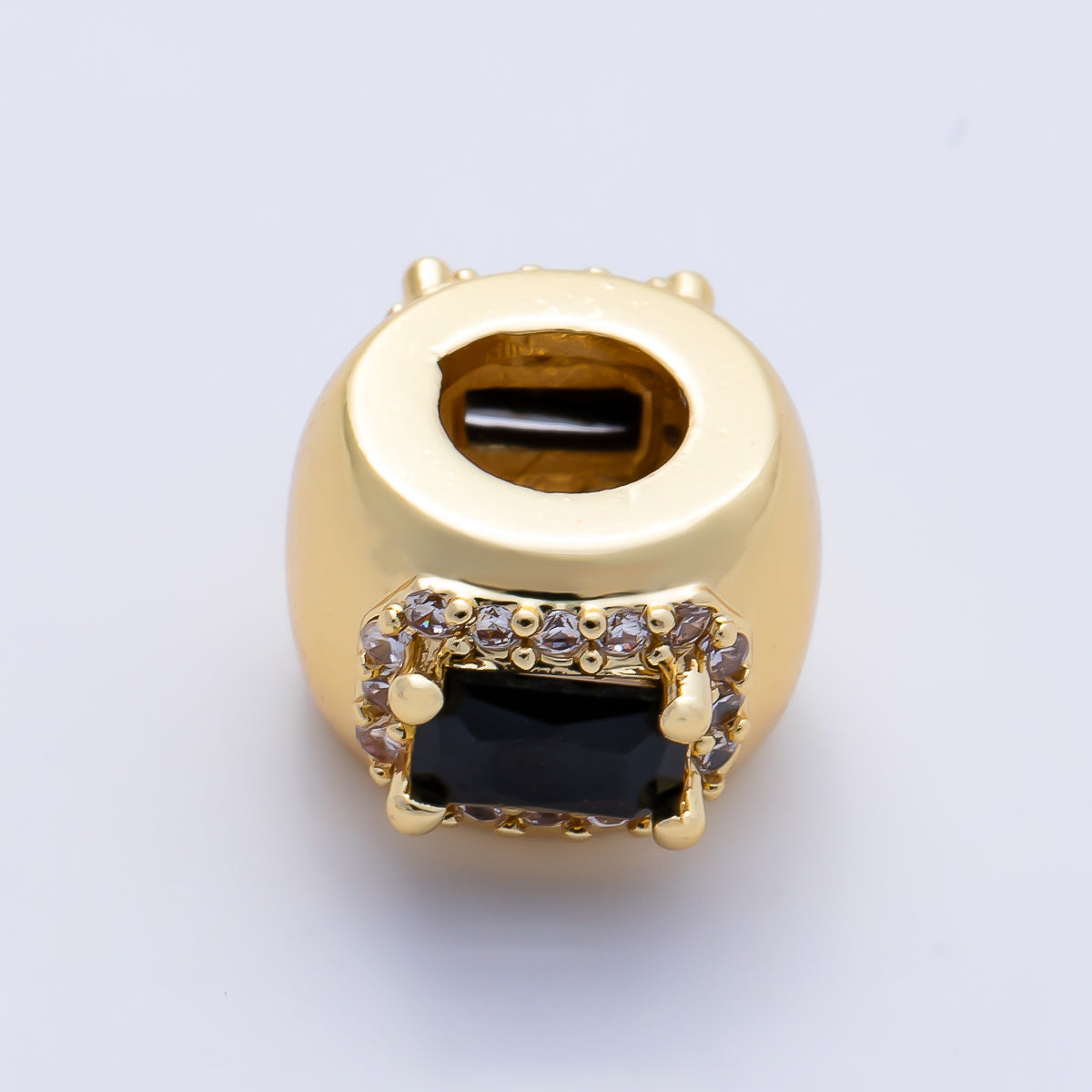 16K Gold Filled 10mm Birthstone Baguette Micro Paved CZ Chubby Rondelle Bead | Beads-00363 ~ Beads-00374