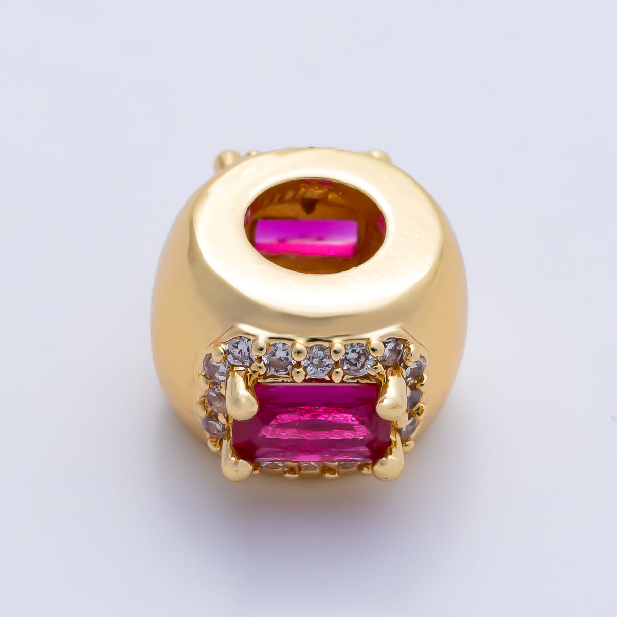 16K Gold Filled 10mm Birthstone Baguette Micro Paved CZ Chubby Rondelle Bead | Beads-00363 ~ Beads-00374