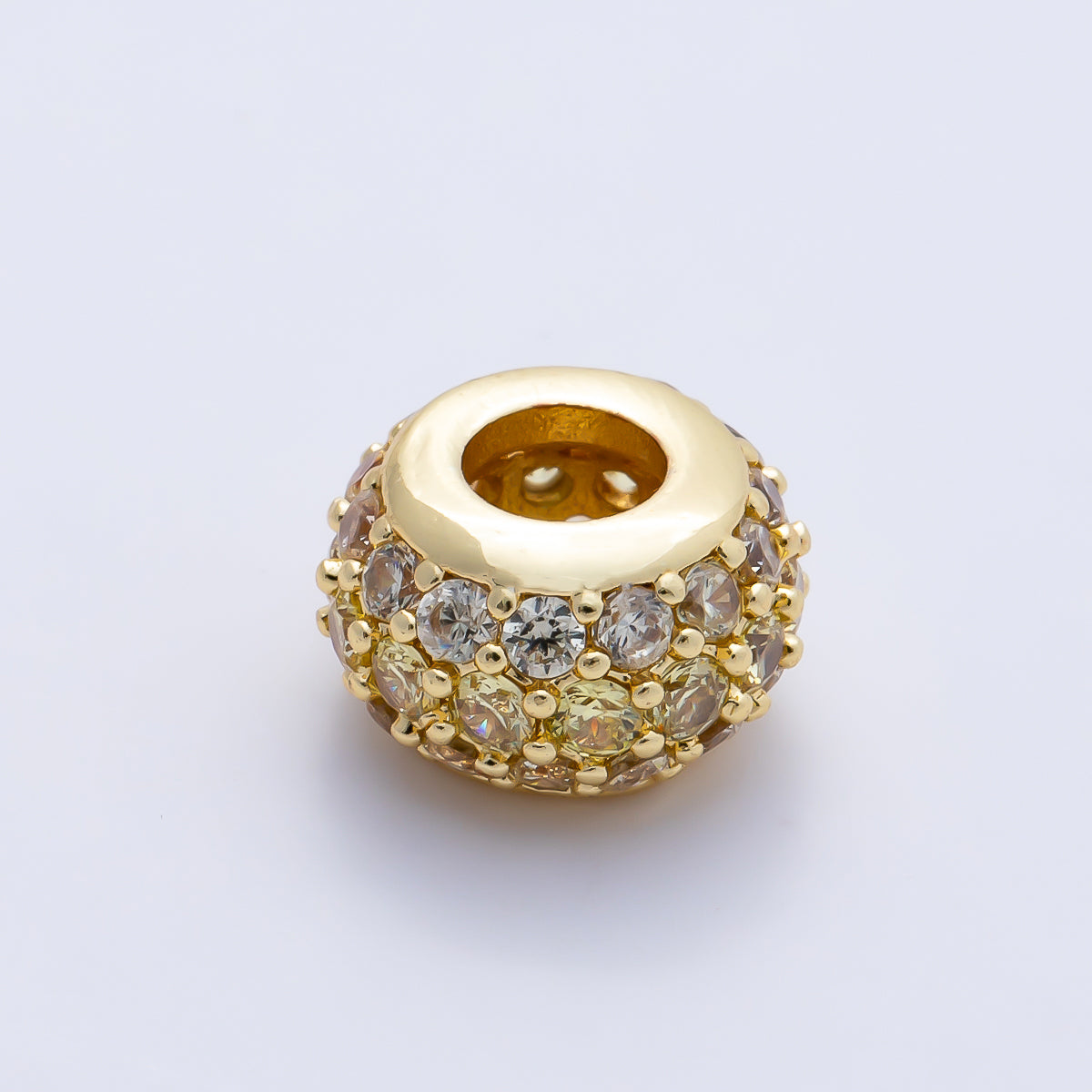 16K Gold Filled 10.5mm Micro Paved CZ Chubby Rondelle Bead | Beads-00387 ~ Beads-00398