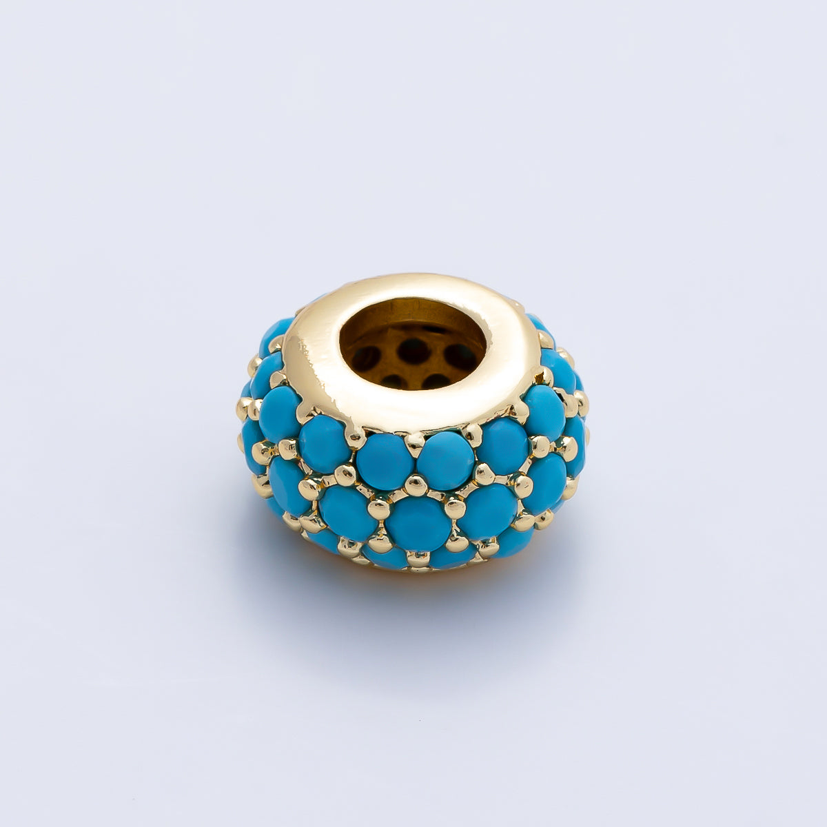 16K Gold Filled 10.5mm Micro Paved CZ Chubby Rondelle Bead | Beads-00387 ~ Beads-00398